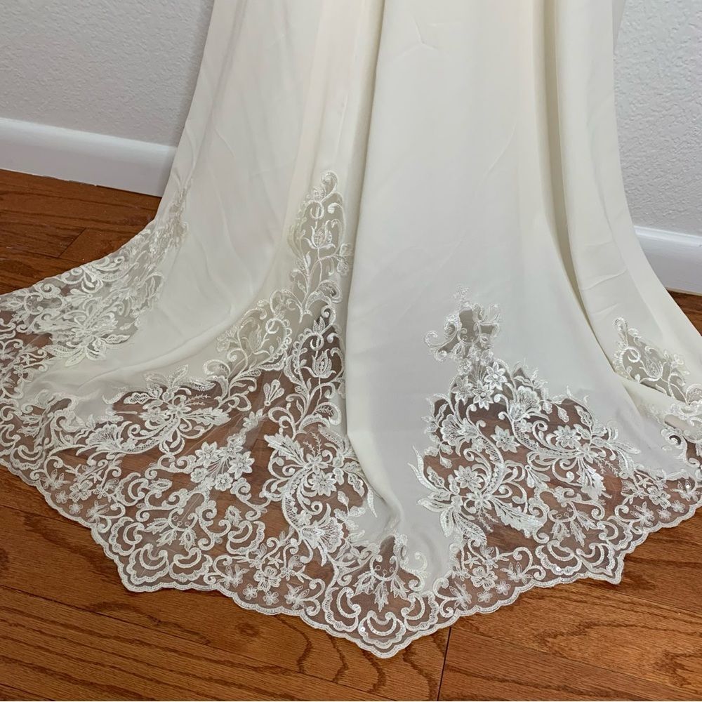 Galina Signature Long Sleeve Ivory Sheer Beaded Wedding Dress Davids‎ Bridal 4 - Picture 10 of 11
